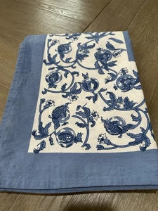 Couleur Nature French Country Blue Pomegranate Tablecloth 88” X 88" Block Print - Picture 1 of 4