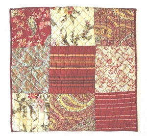 Pottery Barn PB 2 Rojo Georgia Floral Acolchado Euro Sham 26x26" Corbata Trasera - Imagen 1 de 5