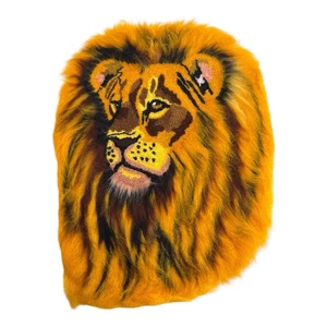 Vtg Punch Needle Beautiful Lion King Embroidery Back Patch Art Unique Large 13" - Picture 1 of 9