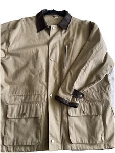 Chaqueta de Colección Años 80 90 Para Hombres Tareas de Granero Tostada con Borde de Cuero Marrón Talla Grande Lona - Imagen 1 de 15