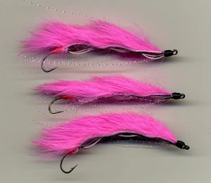 Trout Flies: Pink Snake Flies. x 3 all size 8 all tied in the UK (code 740) - Picture 1 of 3
