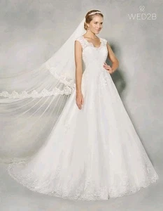 Wed2b Women's Wedding Dress Lace Size 12 No Alterations No Veil - Picture 1 of 4