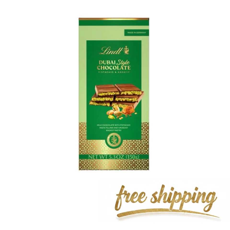 Lindt Dubai Style milk Chocolate Bar Pistachio & Kadayif 5.03 Oz Bars