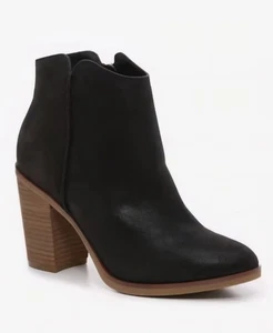 Mia schwarze Stiefeletten mit Blockabsatz Größe 9 | Kunstleder Reißverschluss Booties | Herbstschuhe - Bild 1 von 8