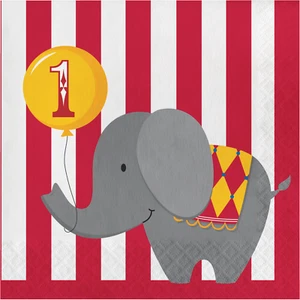 Circus Napkins Lunch Napkin 1st Birthday Party Elephant Seal Decoration Supply - Picture 1 of 3