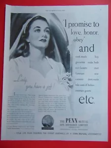1946 PENN GEGENSEITIGE LEBENSVERSICHERUNG CO Frau hat einen großen Job! Fotokunstdruck Anzeige - Bild 1 von 1