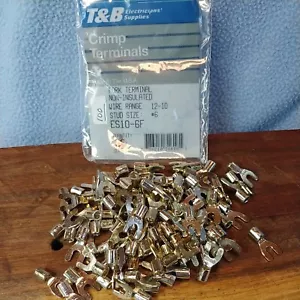 (100) T&B Uninsulated Fork Terminal Connector 12-10 AWG #6 Bolt NOS ES10-6F - Picture 1 of 3