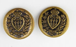 2 Vintage Gold Tone Buttons Coat of Arms Sheild Crown Button - Picture 1 of 3