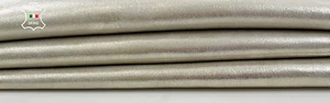 METALLIC WHITE GOLD PLATINUM VINTAGE Thick Italian Goat leather 3+sqf 1.1mm C884 - Picture 1 of 7