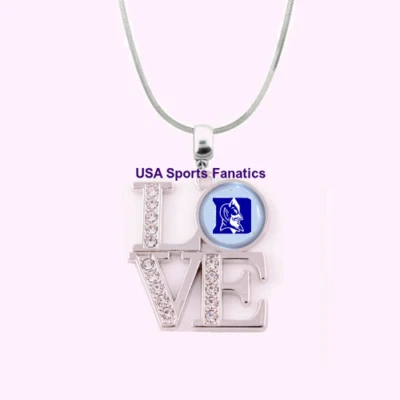 NCAA - Duke Blue Devils 925 Sterling Silver Team Love Necklace With Rhinestones - Image 1 of 2