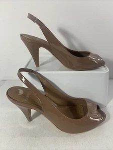 CARVELA Brown Patent peep-to slingback heels. New. Size 3 - Picture 1 of 13