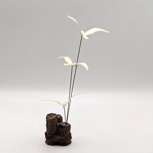 Mid-Century Modern Kinetic Art Sculpture 6 1/2" Seagulls in Flight Wood Base - Picture 1 of 8