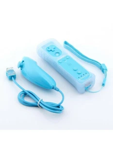 Manette Wiimote Motion Plus intégrée + Nunchuk filaire Pour Wii & Wii U - Bleu - Picture 1 of 2