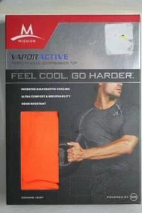 NUOVA Camicia Uomo Mission VaporActive Compressione Small Active Wear Arancione Raffreddamento - Foto 1 di 4