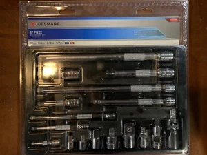 17pc TOOL ACCESSORY SET 1/4", 3/8", 1/2" drive MM/SAE Jobsmart 1435408 - Picture 1 of 6