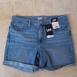 Pantalones Cortos Lee Denim Para Mujer Talla 12M Azul Mediano Tiro Medio Súper Elastizados Mamá Pantalones Cortos NUEVO - Imagen 1 de 3