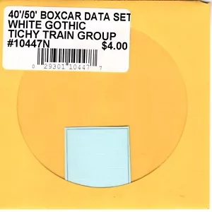 N Scale Tichy Train 10447N 40'/50' Boxcar Data Set White Gothic Decal Set - Picture 1 of 2
