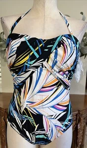 Traje de baño Anne Cole Control Mujer 12 Una pieza azul hoja de palma AA - Imagen 1 de 7