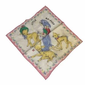Vintage Little Bo Peep Childs Handkerchief Hanky Nursery Rhyme - Picture 1 of 9
