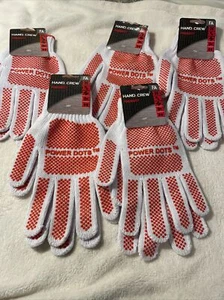 5 Pairs Hand Crew Power Dots Knit Gloves Unisex Poly/Viscose Multi Use Red Dots - Picture 1 of 13