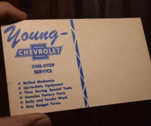 1960s YOUNG CHEVROLET MINOC ILLINOIS POST CARD SIGN OK USED CARS CHEVY DEALER - Picture 1 of 11
