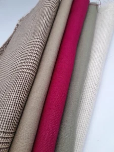 Remnant Scrap Bag 5 X 100% Irish linen Crafting Fabric QF53 Winter Christmas - Picture 1 of 8