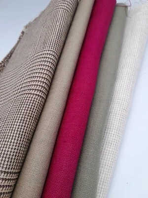 Remnant Scrap Bag 5 X 100% Irish linen Crafting Fabric QF53 Winter Christmas - Image 1 of 4