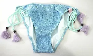 Bikini Victoria's Secret all'uncinetto pizzo nappa perizoma cravatta laterale fondo nuoto taglia S - Foto 1 di 4