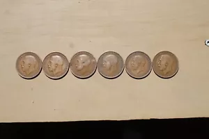 Set of six King George V British One Penny coins.1916,19,20,21,27,28 - Picture 1 of 8