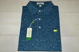 Masters Course Loch Layout blau Peter Millar Golf Shirt Polo Large Herren - Bild 1 von 5