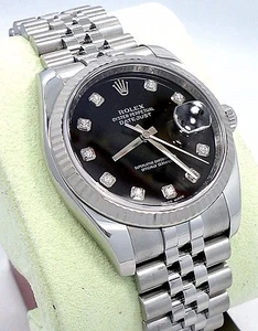 ROLEX Datejust 116234 36mm 18K White Gold Bezel Diamond Dial *MINT CONDITION * - Picture 1 of 12