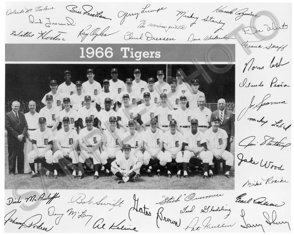 1966 Detroit Tigers MLB equipo de béisbol foto 8x10 Lolich Kaline Horton Stanley Foto 1 de 1