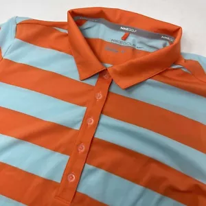 Nike Golf Tour Performance Dri-Fit Damen Small orange blau gestreiftes Shirt - Bild 1 von 5