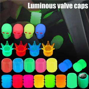4pcs Fluorescent Universal Car Tire Valve Cap Luminous Bike Tire Valve Stem Caps - Picture 1 of 41