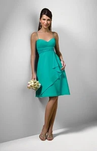 ALFRED ANGELO NEW 7045 JADE CHIFFON BRIDESMAID PROM PARTY QUINCE DANCE DRESS - Picture 1 of 6