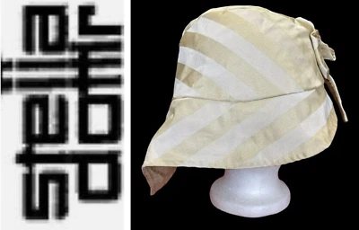 De Colección Diseñador Stella Dottir Sombrero Aleta Rayas Doradas Flor Brezo Detalle OS Foto 1 de 4