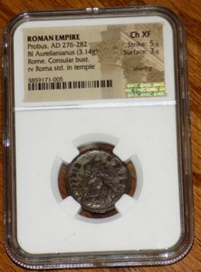 ROME 276-282 AD Roman Empire BI Aurelianianus Probus NGC Ch XF Silvering Ancient - Picture 1 of 6
