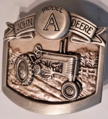 belt buckle John Deere Model A limited edition 2008 Bradford Exchange silver - Image 1 of 2