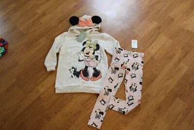 NUEVO CON ETIQUETAS NIÑAS H&M DISNEY TALLA 6 SUDADERA CON CAPUCHA, LEGGINGS MINNIE MOUSE Foto 1 de 4