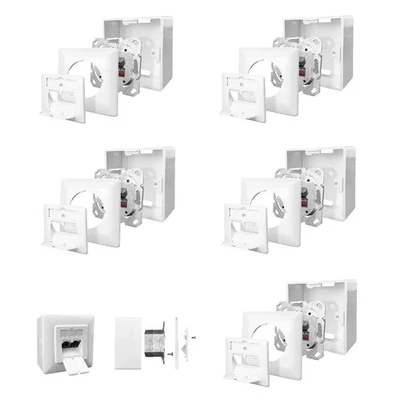 5x Netzwerkdose Cat.6A 2-Port RJ45 geschirmt weiß Kombidose Aufputz + Unterputz - Bild 1 von 4