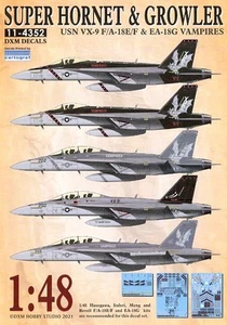 DXM Decals 1/48 F/A-18F SUPER HORNET & EA-18G GROWLER VX-9 VAMPIRES - Picture 1 of 6