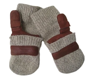 WOLLMISCHUNG HIRSCHLEDER HANDFLÄCHENLEDER FINGERLOS HYBRID THINSULATE HANDSCHUHE GRÖSSE L SELTEN - Bild 1 von 8