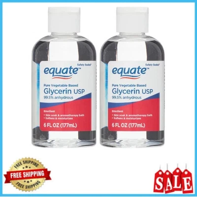 NEW Equate, No Scent Liquid Glycerin Oil USP, 6 fl. oz. ( PACK OF 2 )