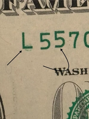 2021 Uncirculated S.F. $1 Bill High 55 Gas Pump Error & Green Inkwell Spill Note - Image 1 of 3