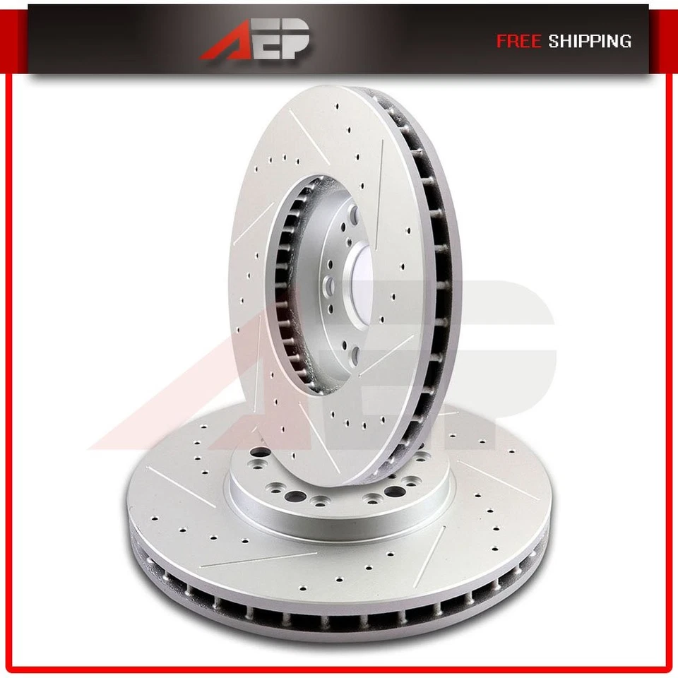 2 * 350mm Front Drilled Brake Rotors For 1992-2010 Lexus GS300 SC400 LS400 GS400 - Image 1 of 1