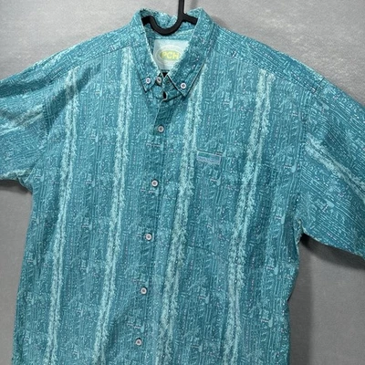 Vintage 80s/90s Pacific Coast Highway Size Large Button Up  Teal / Pink PCH Rare - Image 1 of 4