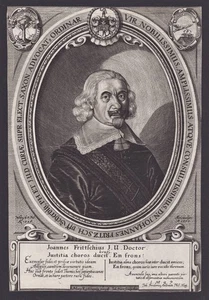 Johannes Fritzsch Jurist Advokat Leipzig Portrait Kupferstich Rastrum Dürr 1657 - Bild 1 von 1