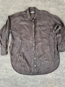 Maeve By Antropologie Womens Button up 100% Linen Shirt Black Size S - Picture 1 of 6