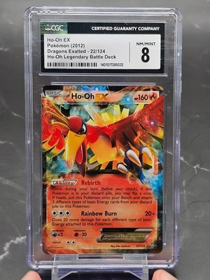 2012 Pokémon Ho-Oh EX DRX #22 CGC 8 | Dragons Exalted Ultra Rare BW 22/124 - Image 1 of 2
