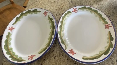 2 овальные тарелки Majilly ручная роспись в Италии 15 X 11 1/2 хорошее б/у состояние товара - Изображение 1 из 4